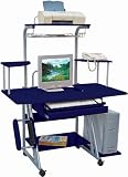 Midnight Blue Home Computer Desk with Pullout Keyboard Platform and CD Storage [HR-RS-8501-BLUE-GG]