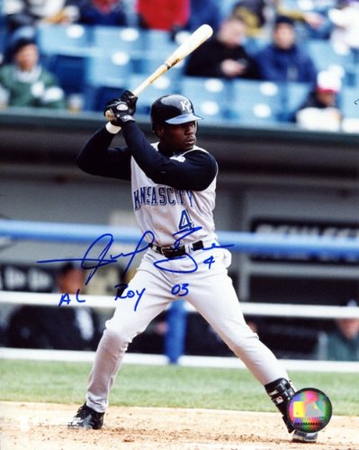 Angel Berroa ROY 2003 Autographed/Hand Signed At Bat Kansas City Royals 8x10 Photo