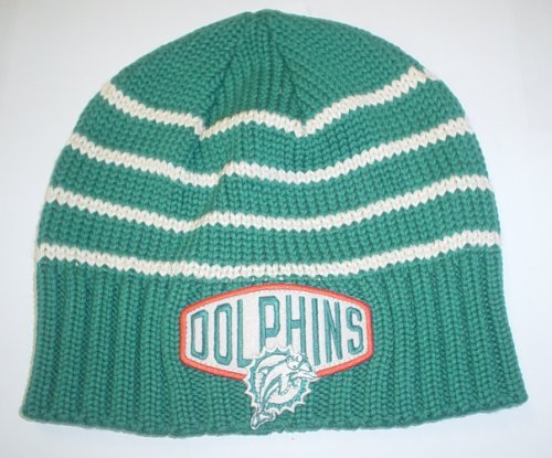 Miami Dolphins Throwback Felt Logo Cuffless Knit Hat