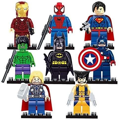 8sets Super Heroes Avengers Iron Man Hulk Batman Building Block Minifigures Toy