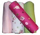 Lambs & Ivy Raspberry Swirl 4-Pack Flannel Blanket