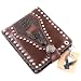 Genuine Leather Wallet with Crocodile Skin and Metal Beads - Brown
