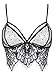 Wink Gal Women's Floral Strappy Longline Sheer Lace Bralette Transparent Fringe Tank Cami Crop Tops Black Medium