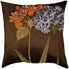 Lush Decor Twin Bloom 18-inch by 18-inch Pillow, Set of 2, Blue/Chocolate