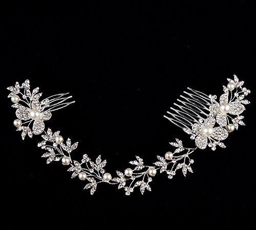 Crystal diamond bride bridal wedding hair head band wear pearl rh…
