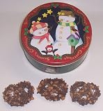 Scott's Cakes 1 lb. Milk Chocolate Covered Pretzel with Chocolate Chips & Peanut Butter Chips in a Season Greetings Tin