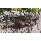 Darlee Catalina 82 Inch Party Cast Aluminum Bar Set With Cushions