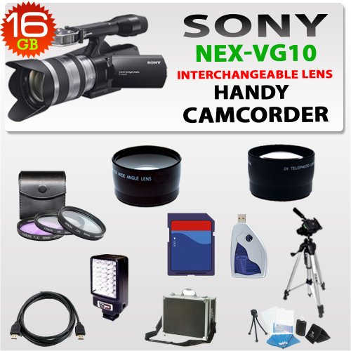 Brand New Sony NEX-VG10 Interchangeable Lens Handycam Camcorder + Extreme Complete Handycam Accessory Package