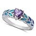 Oxford Diamond Co Princess Cut Simulated Emerald & Cubic Zirconia .925 Sterling Silver Ring Size 4-10