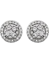 14K White Gold Diamond Halo-Style Earrings -- LIFETIME WARRANTY