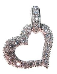 Quality Solid Sterling Silver 5 Carat Heart Pendant with 34 Brilliant Cubic... by 