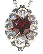 Rocker Jewelry Metal Spiked Red Crystal Rock Star Pendant