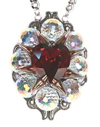 Rocker Jewelry Metal Spiked Red Crystal Rock Star Pendant