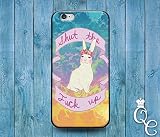 *BoutiqueHouse* iPhone 4 4s 5 5s 5c SE 6 6s plus iPod Touch 4th 5th 6th Gen Cute Custom White Easter Shut Up Bunny Quote Phone Cover Funny Animal Case(iPhone 5/5s)