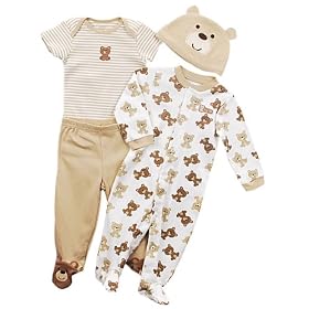 Carters Teddy Bear 4-Piece Layette Set (Sizes NB  9M)