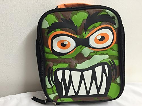 Fun Critter Lunch Bag Green Camouflage Insulated 9.5x8.5 Inches