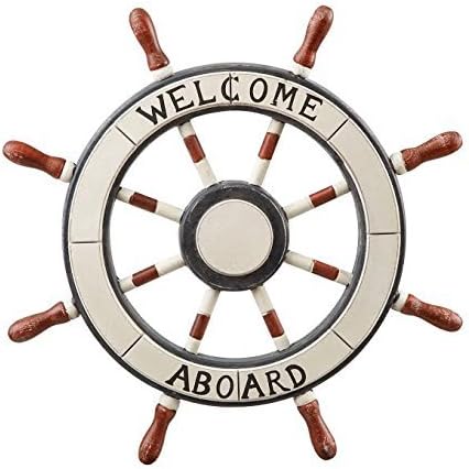Nagina InternationalDecorField 24" Wooden Ship Wheel Welcome Aboard - Pirate Shipwheel - Nautical Living Style Decor