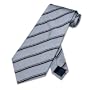 SILK Neck Tie. Silver/Gray Thick Black Diagonal Stripes necktie.