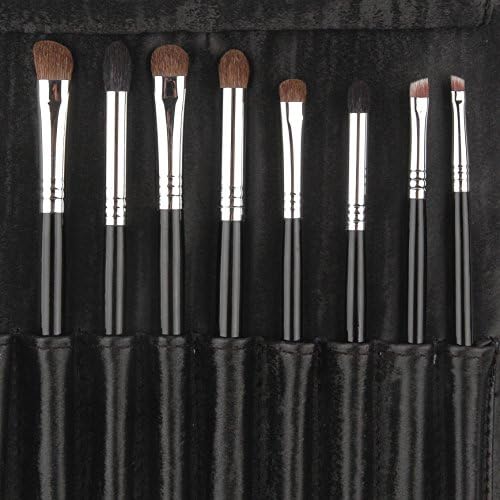 Eye Brush set with case: Eyeshadow Eyeliner Brow Blending Smudger Crease Brush Kit - Best Choice 8 Essential Makeup Brushes with Natural animal & Synthetic hair - Angled, Tapered, Definer, Precision