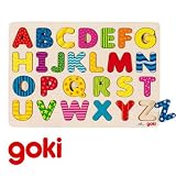 Goki - Puzzle Bébés et Enfants - Puzzle à Encastrements Bois L'alphabet de A à Z
