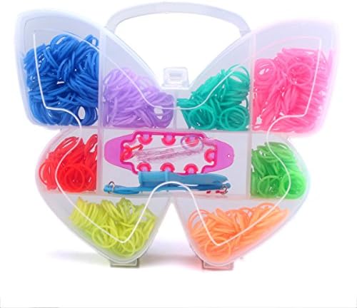 DIY Rainbow Braid Loom Refill Set - Us Lab Tested Free of Toxins - 8 Colors &amp; 1bag Clips - Brightest Colors Available in Glitter, Neon, Glow in the Dark &amp; Metallic - Fully Compatible with All Rubber Band Looms - Colors in Divided Box (Blue,red,yellow,purple,dark Green,green,pink,orange)