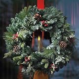 Window Christmas Wreath with Battery-operated Candle - Frontgate