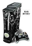 Skin Decal Cover for Xbox 360 Console + two Xbox 360 Controllers - Black Butterfly