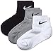 NIKE Unisex Performance Cushion Quarter Training Socks (3 Pairs), Grey/White/Black, Medium