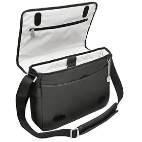 Padded FLIGHT Laptop Compartment Messenger Bag (Black) for the MSI VR220-004US 12.1-Inch Laptop