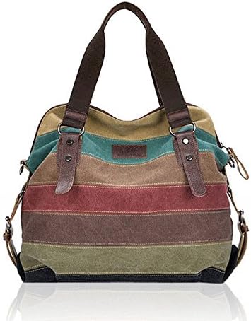 Pacoco Women's Canvas Multi-Color Tote Shoulder Bag Crossbody Bag