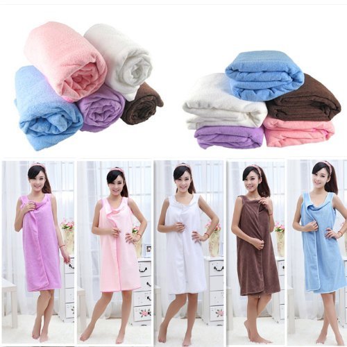 Absorbent Wearable Microfiber Bath Drying Bathrobe Towel Travel Spa Magic Wash Cloth Baby Carrier@ (Bule)