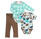 Dwellstudio Organic Bodysuit and Pants Starter Gift Set, Gio Aqua, 0-3 Months