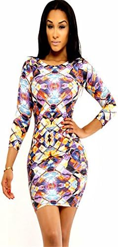 Sanbay Womens Fashion New Seven Sleeve Round Collar Package Hip Sexy Dress