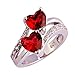 lingmei 7mm*7mm Heart Cut Cz Created Red & White Stone Love Women's Ring US Size