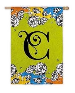 Gablecrest Monogram Silk Reflections Garden Size Flag - C