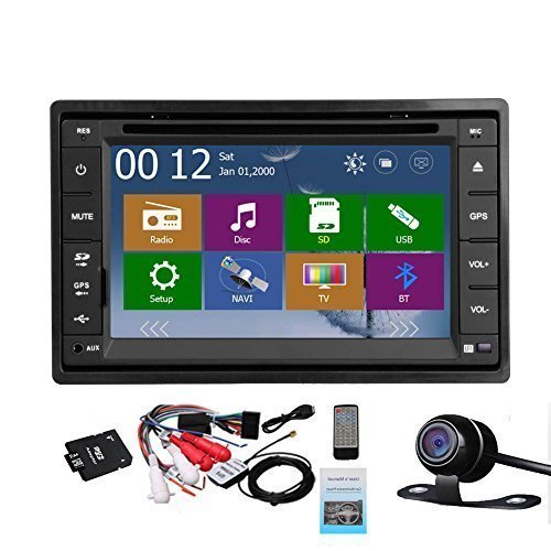 2 Din Car Autoradio Headunit In Dash Stereo 6.2-inch LCD Touch Screen DVD CD Player MP3/MP4/USB/SD/AM/FM Radio Bluetooth Audio GPS Navigation Free GPS Map Waterproof Backup Camera