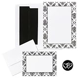 (Price/Pack)Masterpiece Studios 2150046 Black And White Damask Invitation And Note Card Kit