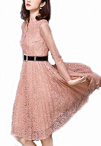 Shop XJ 結婚式 ワンピース 大きい サイズ ドレス 二次会 膝丈 ベルト付 レース