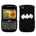BLACKBERRY AT&T SPRINT TMOBILE VERIZON METROPCS CURVE 8520 8530 9300 9330 HARD PLASTIC DESIGN BLACK AND WHITE BATMAN LOGO SWAROVSKI CRYSTAL DIAMOND SNAP ON CASE COVER