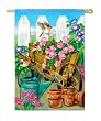 Wheelbarrow Sparrow Silk Reflections Regular Size Flag