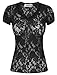 TAM Ware Women's Elegant Short Sleeve Sheer Floral Lace Blouse