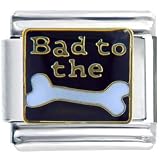 Pugster Golden Italian Charm Bad To Bone Words & Phrases