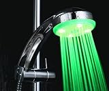 Produkt-Bild: Premium LED-Duschkopf (Regenbogen LED Bad Dusche / Gute-Laune-Duschkopf / LED Dusche / Deluxe LED Duschkopf) mit 3-fach Farbwechsel ganz ohne Batterien - Das Original!