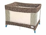 Coverplay Play Yard Slipcover - Brown/white w/ Pink dots & stripes