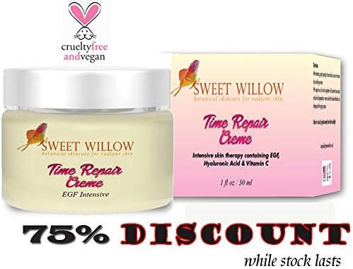 Sweet Willow Time Repair Creme with EGF, Vitamin C and Hyaluronic Acid. Intensive Anti Aging Skincare For A Gorgeous Complexion