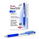 Pentel WOW! Gel Retractable Gel Pen, (0.7mm) Medium Line, Blue Ink, Box of 12 (K437-C)