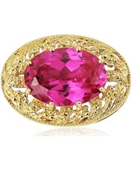 18k Gold Over Sterling Silver Oval-Cut Pink Cubic Zirconia Cameo Brooch