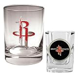 NBA Houston Rockets Rocks Glass & Square Shot Glass Set - Primary Logo