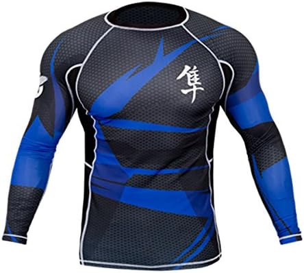 Hayabusa Metaru 47 Silver rash guard black/blue long slevee MMA Size: XL