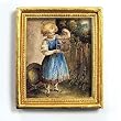 Girl with Birdcage - Gold Frame Magnet with pop-out easel (2-3/4" x 2-1/2")